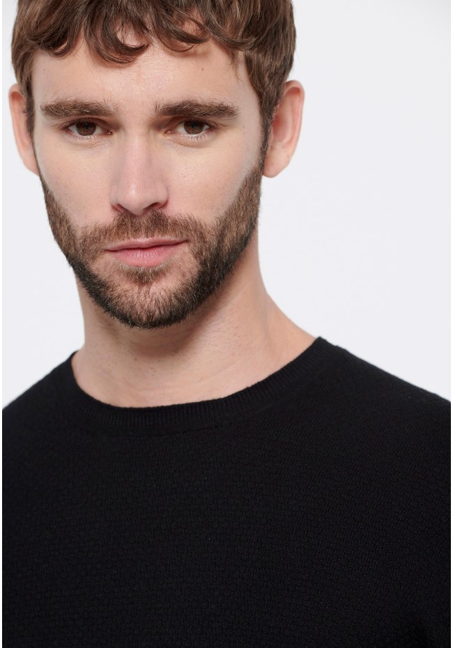 Men's slim fit pullover with waffle weaving - Marron label