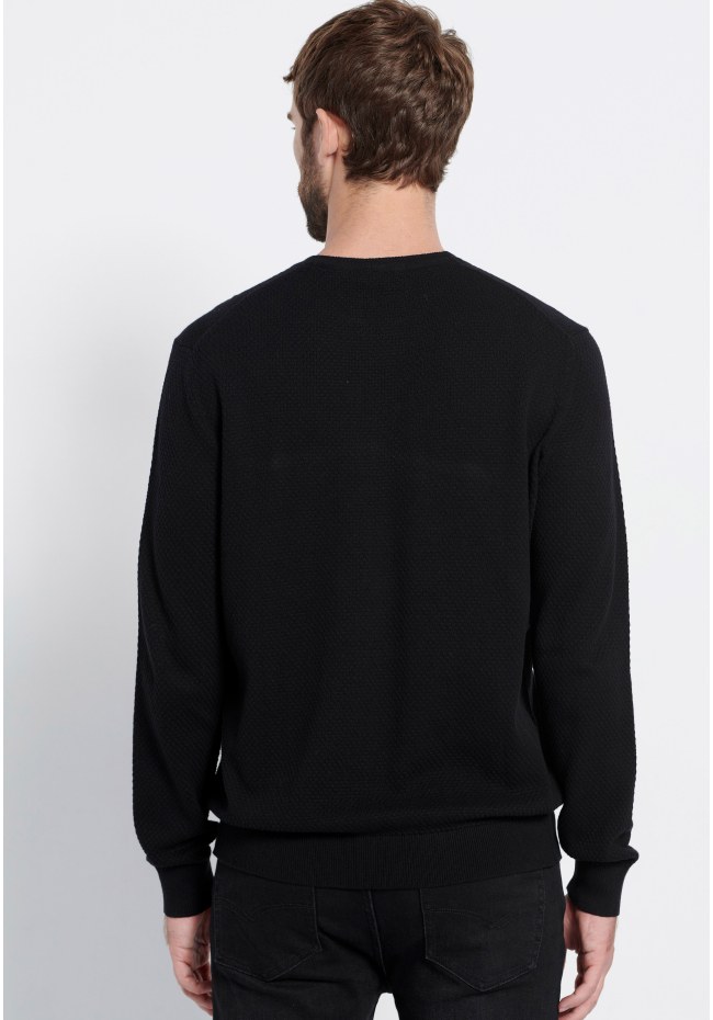 Men's slim fit pullover with waffle weaving - Marron label