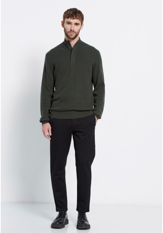 Slim fit πλεκτή μπλούζα wool blend Marron
