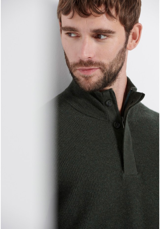 Slim fit πλεκτή μπλούζα wool blend Marron