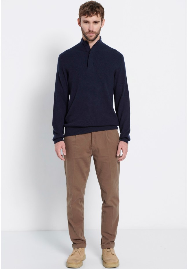 Slim fit πλεκτή μπλούζα wool blend Marron