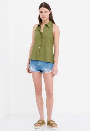 Loose fit πουκάμισο με λινό