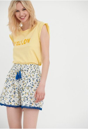Floral printed viscose shorts