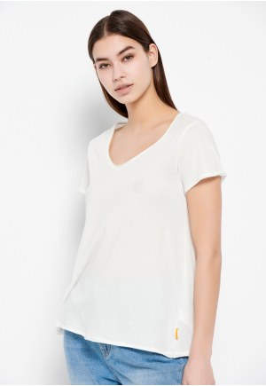 Βαμβακερό t-shirt με άνοιγμα V