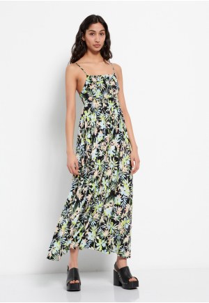 All over printed viscose maxi dress