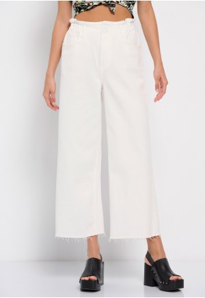Ηigh-rise denim zip culotte