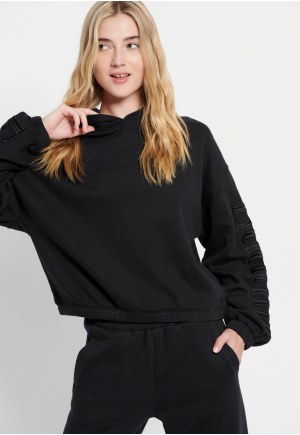 Oversized overhead hoodie with embroidery on the sleeves