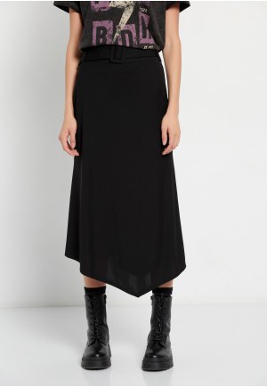 Midi skirt with asymmetrical hem
