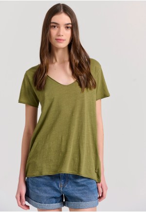Women's V-neck plain t-shirt - The essentials