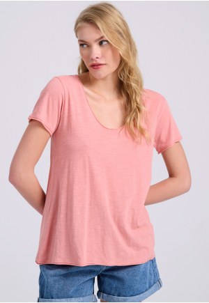 Women's V-neck plain t-shirt - The essentials
