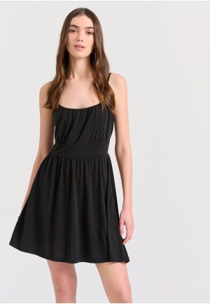 Mini dress with elastic waistband