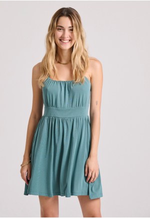 Mini dress with elastic waistband