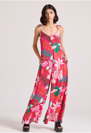 All over printed wide leg fit jumpsuit