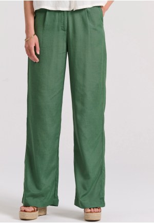 Wide leg linen blend pants with single pleat