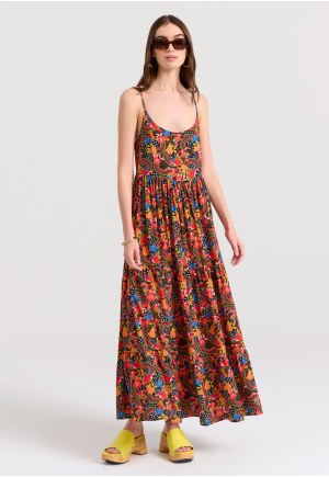 Loose fit εμπριμέ μάξι boho φόρεμα