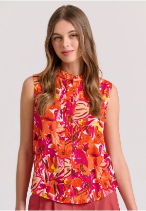 Αμάνικο πουκάμισο με exotic τύπωμα από βισκόζη