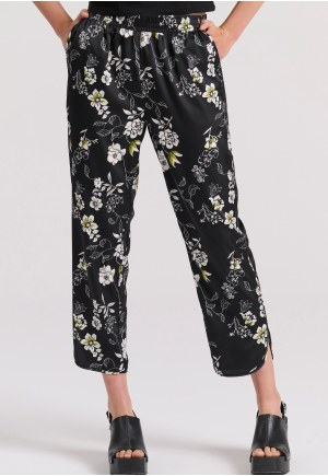 Εμπριμέ cropped casual παντελόνι