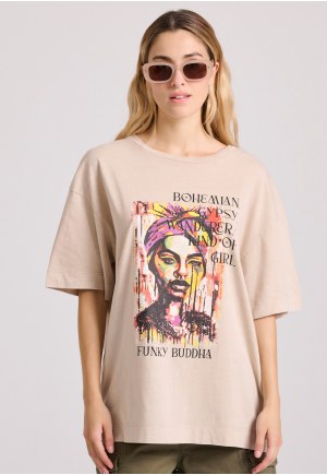 Loose fit t-shirt with bohemian print
