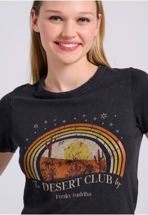 Garment dyed t-shirt with desert print