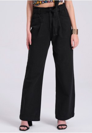 Garment dyed wide leg τζιν παντελόνι