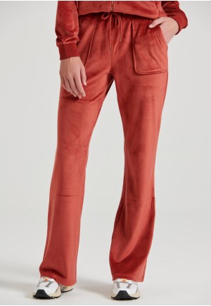 Women's flare fit joggers in velour fabric