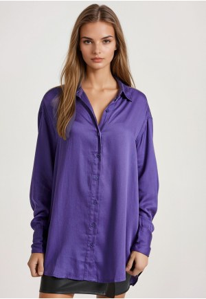 Loose fit viscose long women's shirt