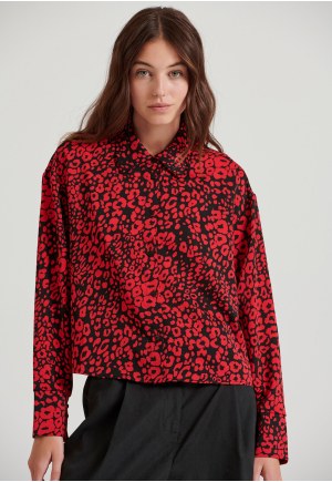 Cropped πουκάμισο με all over τύπωμα