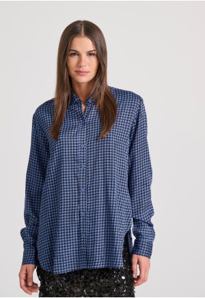 Loose fit μακρύ καρό πουκάμισο