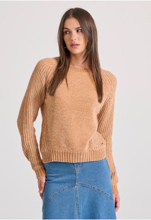 Crew neck chenille pullover