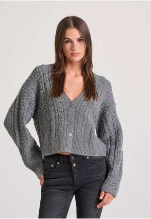 Relaxed fit cropped πλεκτή ζακέτα με σχέδιο στην πλέξη