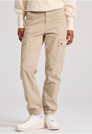 Women's cargo pants with cuffed hem