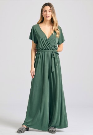 Wrap jumpsuit with belt