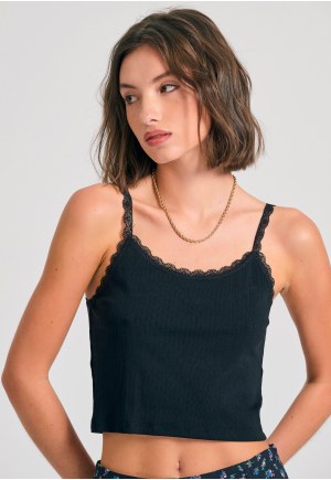 Shell top σε rib ύφανση με δανδέλα