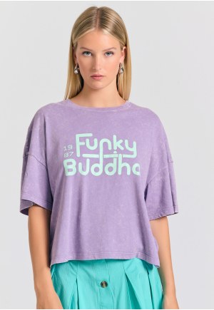 Oversized garment dyed t-shirt with branded print