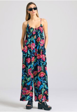 Loose fit jumpsuit with embroidery design