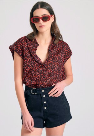 Γυναικείο loose fit φλοράλ πουκάμισο από βισκόζη