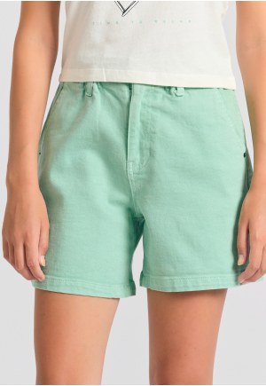 Garment dyed τζιν σορτς με βολάν στη μέση