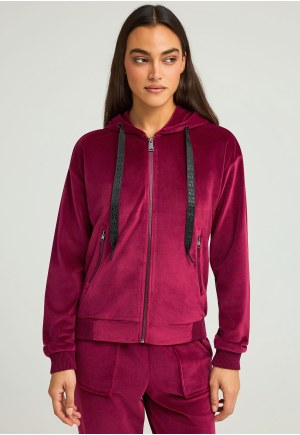 Women's velvet zip-up hoodie