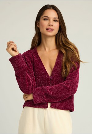 Knitted chenille cardigan
