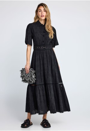 Γυναικείο embroidery relaxed-fit midi φόρεμα από βαμβάκι