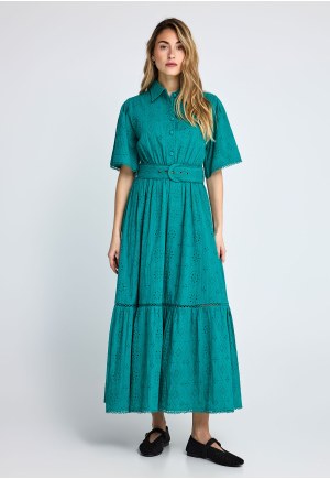 Γυναικείο embroidery relaxed-fit midi φόρεμα από βαμβάκι