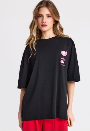 Γυναικείο βαμβακερό t-shirt με τύπωμα στην πλάτη
