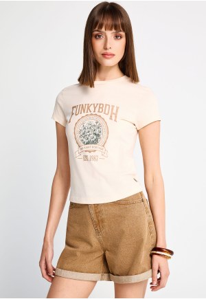 Γυναικείο βαμβακερό t-shirt με τύπωμα