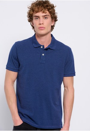 Polo shirt in melange fabric