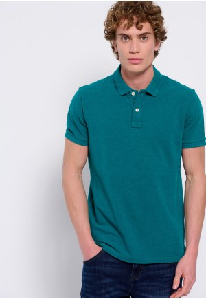 Polo shirt in melange fabric