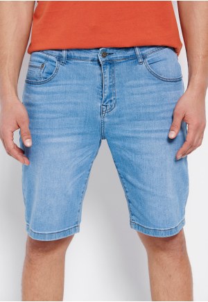 Denim shorts with washed effects