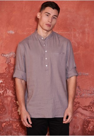 Mao neck linen shirt