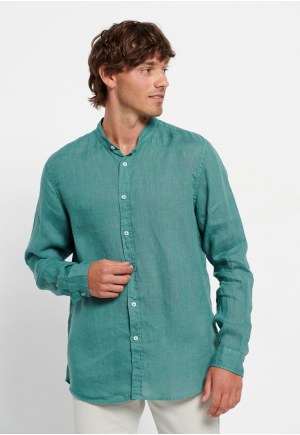 Mao neck linen shirt