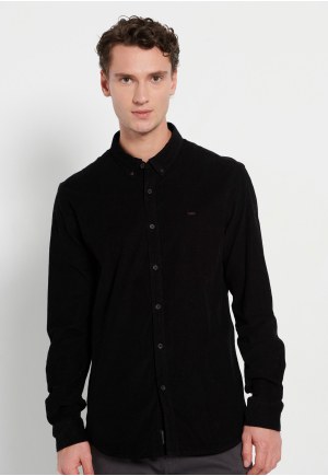 Corduroy shirt with embroidered logo