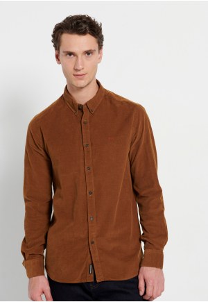 Corduroy shirt with embroidered logo